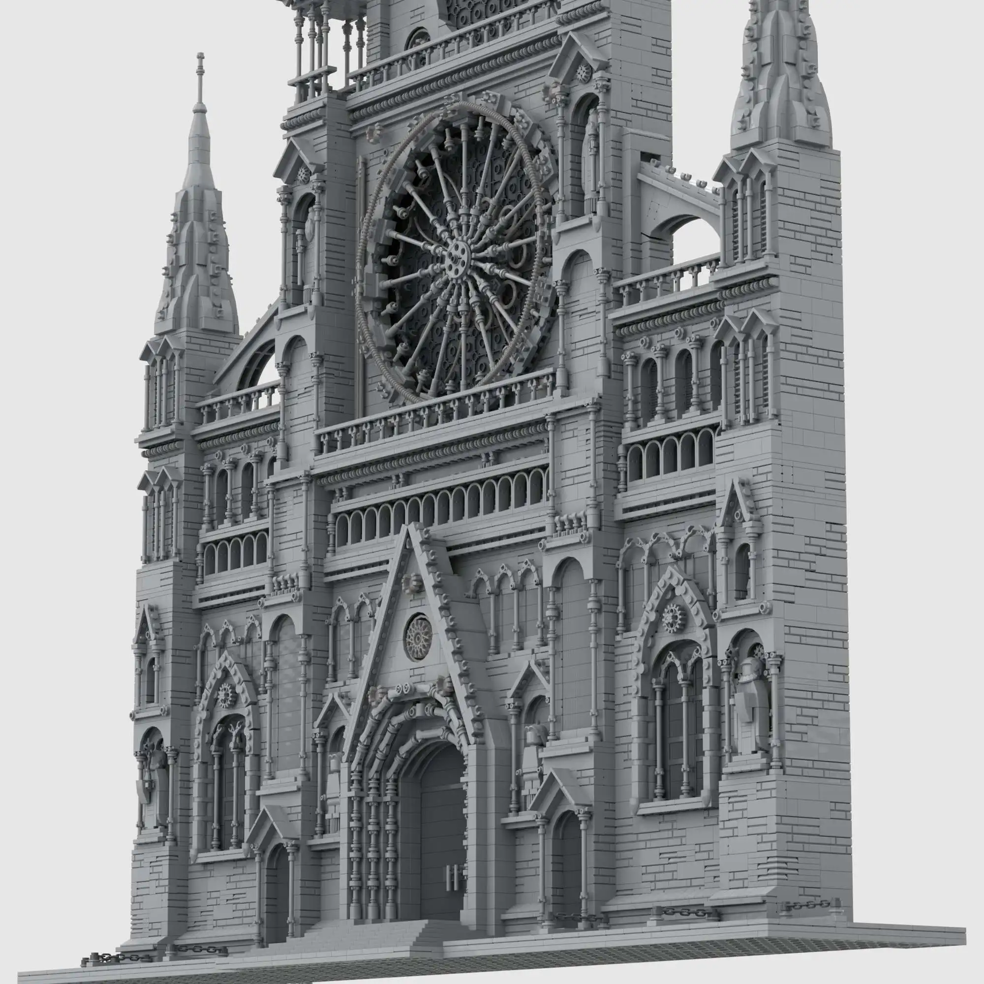 

China building block MOC-199891 Cathedral facade European street scene model assembly toy