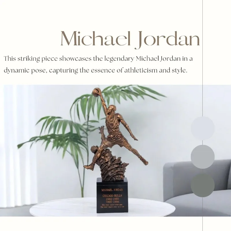 Michael Jordan 23 Resin Sculpture Handmade Art ResinStatues Bronze Finish Statues Home Art Decor Gift