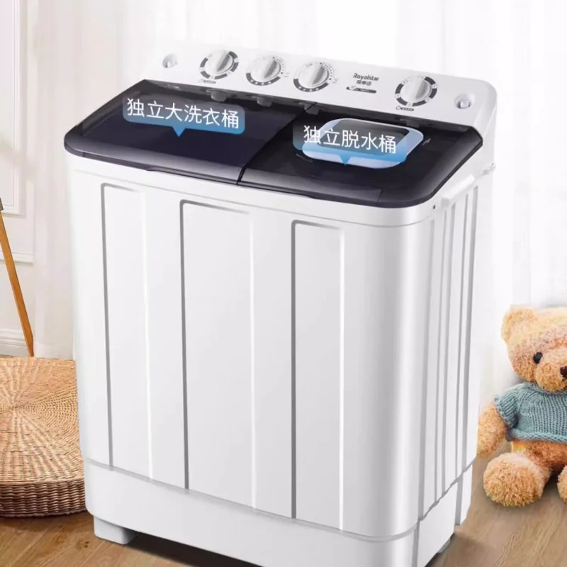 10KG Semi-Automatic Twin Tub Washer Top Load Compact for Home Dorm Large Capacity