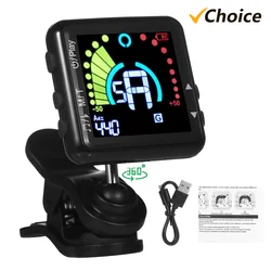 Guitar Tuner Rechargeable Guitar Tuner Clip On Electric Guitar Tuner Metronome for all Instruments Bass Guitar Violin Banjo