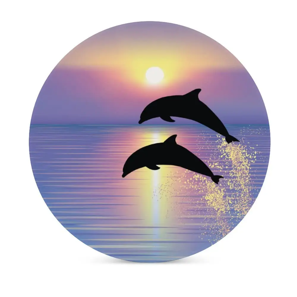 Dolphin Ocean Animal Fish Ceramic Coasters with Cork Base Stone Coaster Perfect Housewarming Hostess Gift for Birthday,New Home