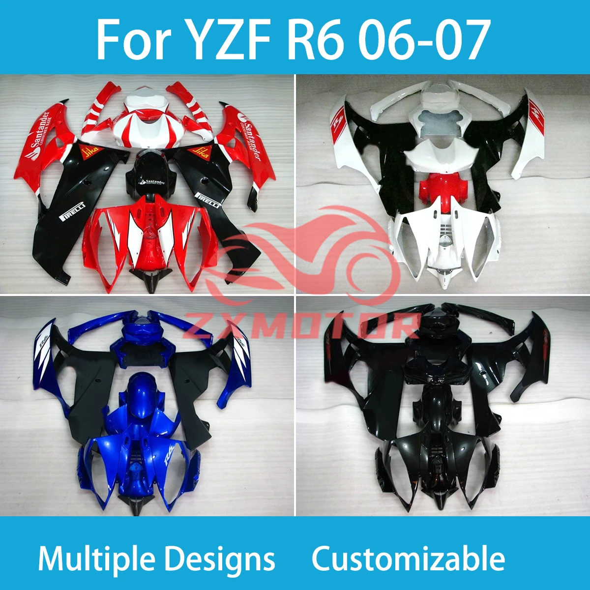

YZF R6 2006 2007 Full Fairing Kit for Yamaha YZF R 6 06 07 Free Customization Aftermarket ABS Plastic Fairings Bodywork New