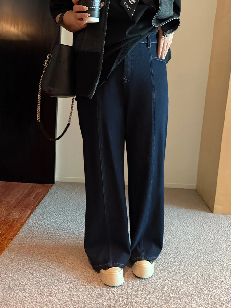 

Джинсы женские прямого кроя с высокой талией, широкими штанинами, свободного силуэта, больших размеров, повседневные, весенние, модные, модель XiaoXin