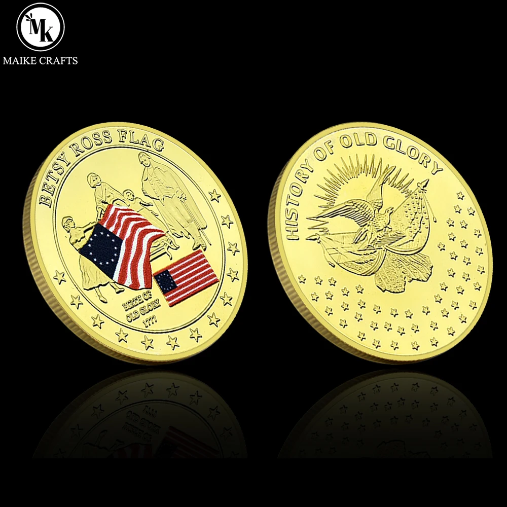 Betsy Ross Flag Challenge Coin Old Glory Commemorative Coin American History Collectible Gift