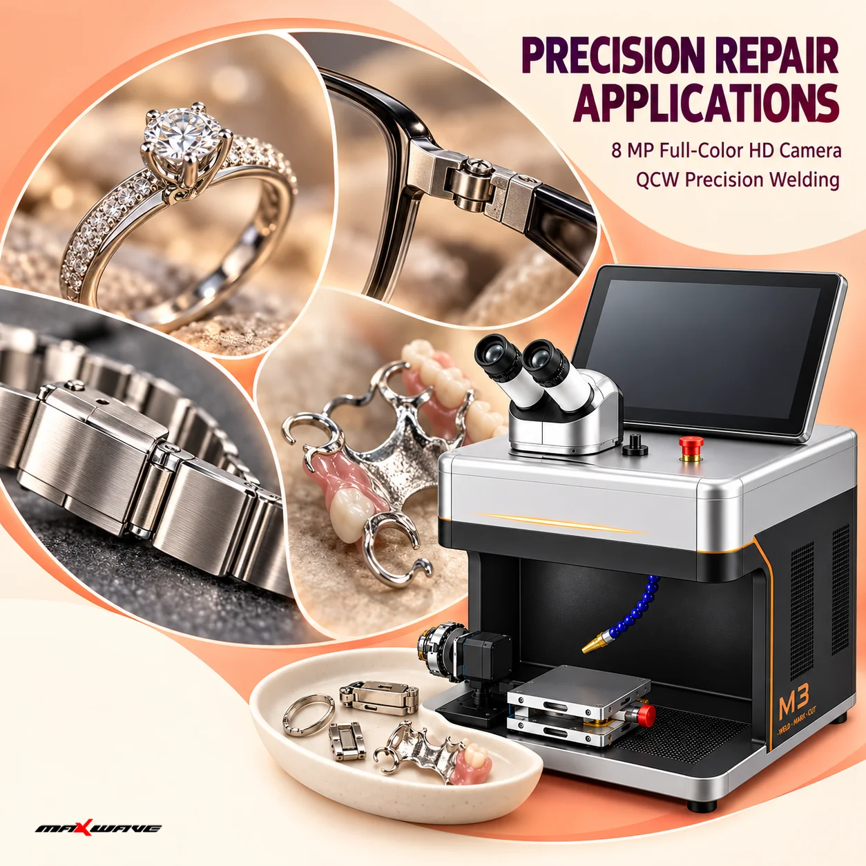 M3 Precision 3 in 1 Laser Workstation for Ring Watch Eyewear Dental Welding Marking and Metal Cutting