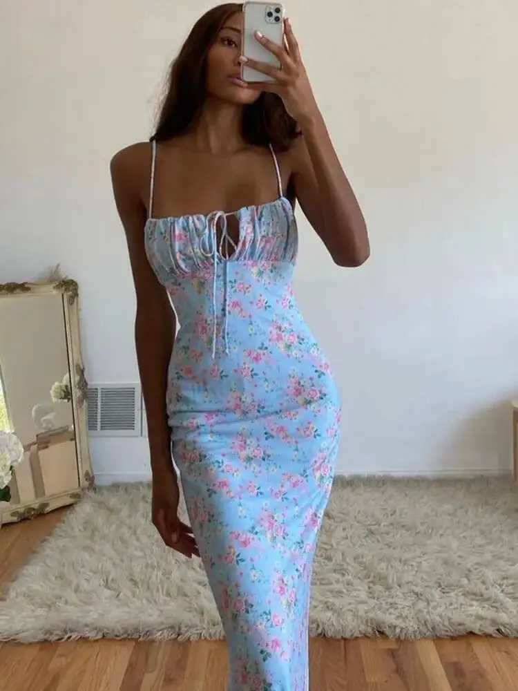 Sexy V-ausschnitt Lange Maxi Kleid Elegante Vintage Floral Bedruckte Party Kleid Frühling Sommer Urlaub Stil Kleider Vestido Kleider PHU4