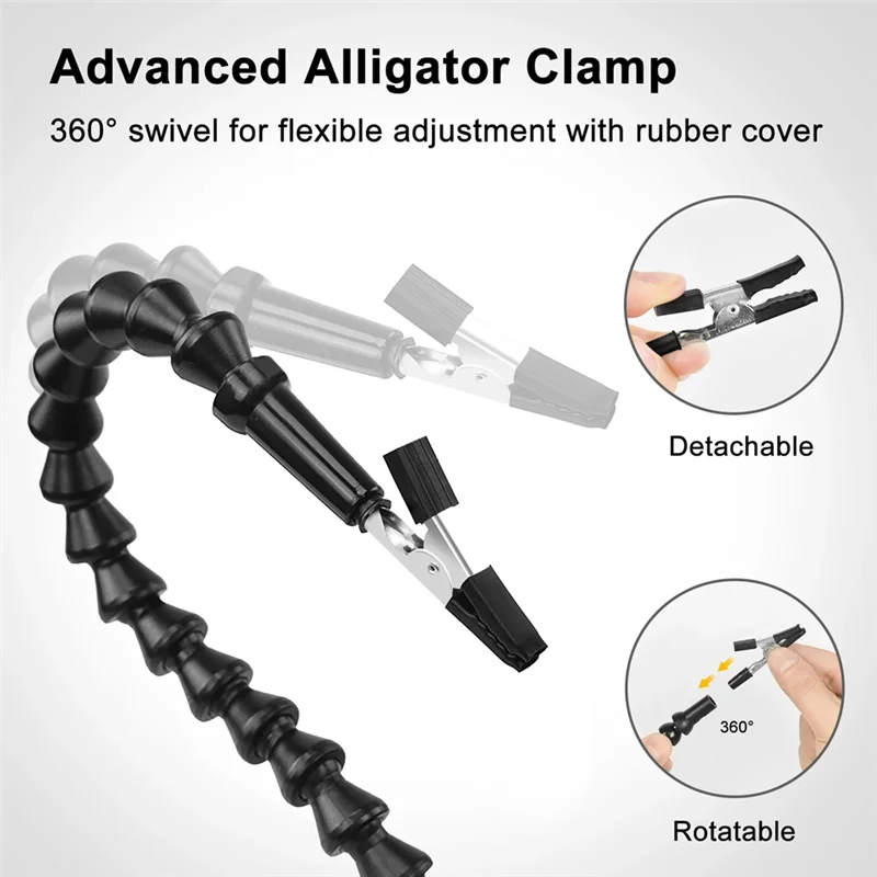 ABBO-ヘルピングハンドはんだ付けツールデスククランプPCBホルダー第3溶接ステーションフレキシブルアームLEDランプ照明溶接ツール