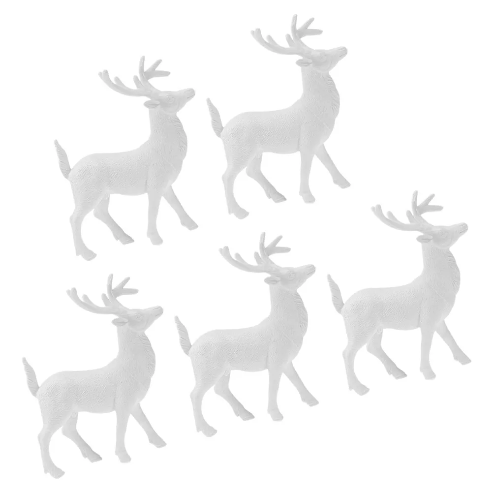

Christmas Deer Figurines 5pcs Reindeer Sculpture Mini Elk Statues Holiday Decorations Artificial Animal Crafts Home Xmas