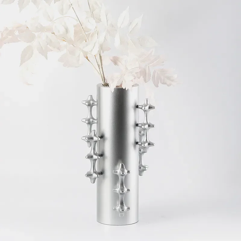 Light Luxury Abstract Knot Metal Flower Ornament Large Diameter Vase for Model Room Hotel Art Soft Decoration