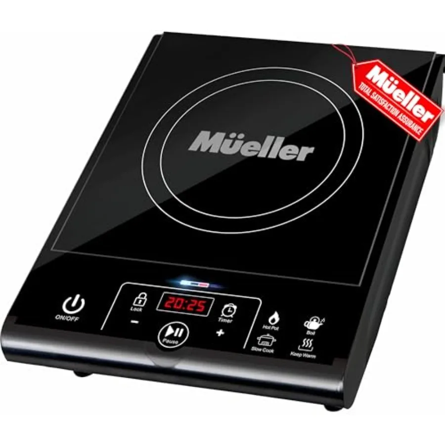 

RapidTherm Portable Induction Cooktop Hot Plate Countertop Burner 1800W 8 Temp Levels Timer Auto-Shut-Off Touch Panel LED Displ