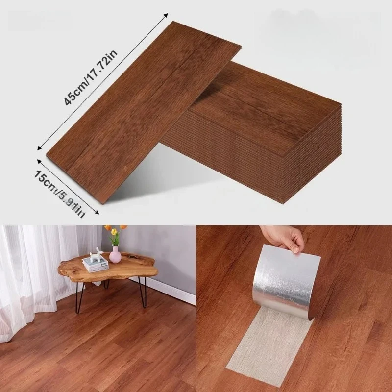 10pcs Pvc Imitation Wood Grain Floor Slats Moisture-proof and Waterproof 15x45cm Wall/Floor Sticker Wear-resistant Home Decor