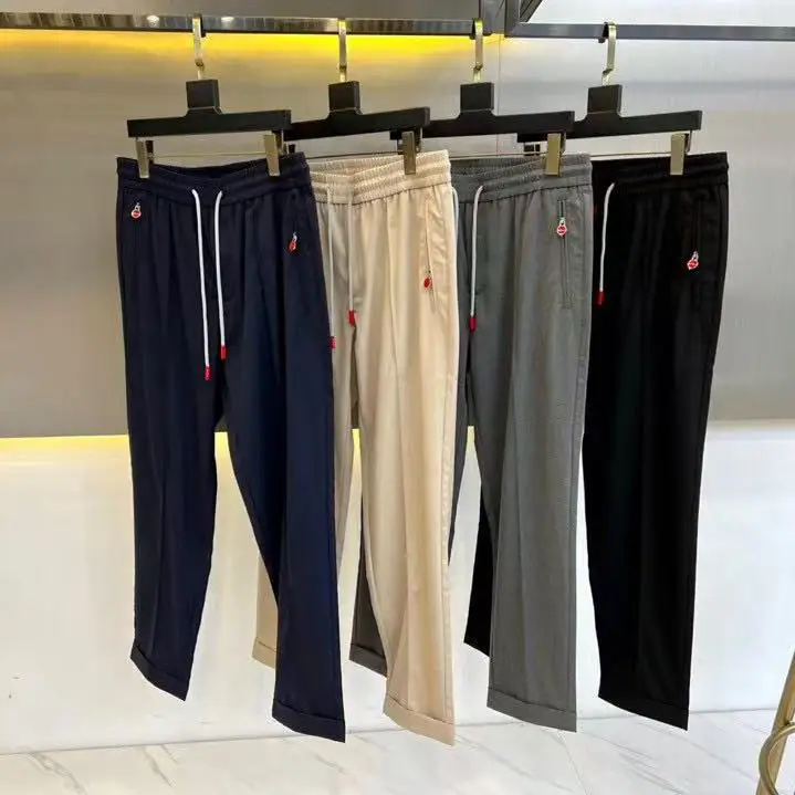

Итальянские Kiton, летние новые мужские повседневные брюки в стиле старых денег, модные дышащие простые прямые брюки на шнурке