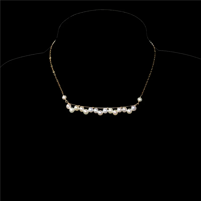 Lii Ji 14K Gold Filled Real Pearl Necklace 40+5cm Dainty Gold Choker Charm Necklace Tarnish Resistant Jewelry Boho Necklace