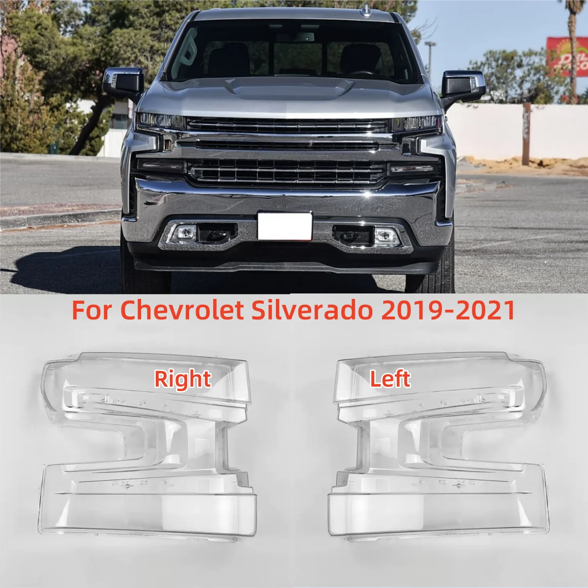 

Для Chevrolet Silverado 2019 2020 2021, крышка фар, автомобильные аксессуары, автомобильные фары, стеклянная крышка объектива, абажур в виде ракушки