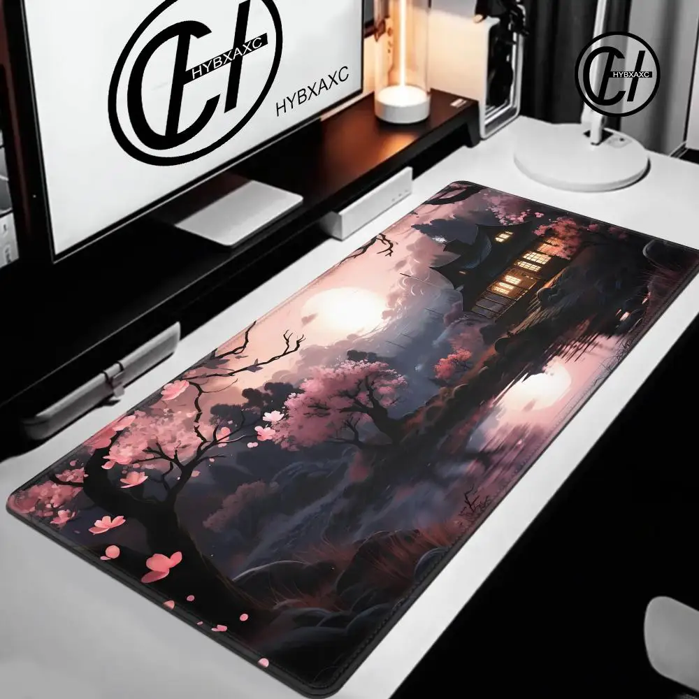 1200x600 Cherry Blossoms Mouse Pad Large Ancient Moonlight Keyboard Mat Anti-slip Computers Accessories Pads Bedroom Carpet Mats