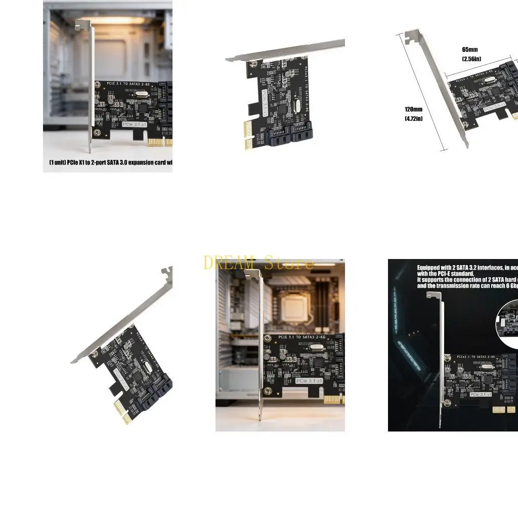 Desktop Storage Expansion Card, PCIExpress Add On Adapter with Two Drive Port and 6 Gbps Support for Hard Drive Backup and