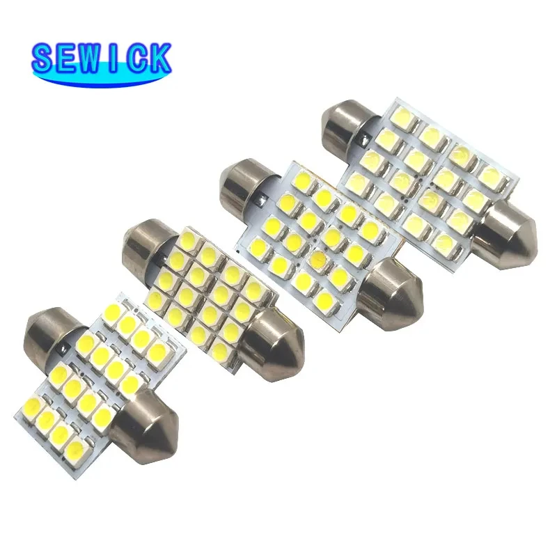 

100 шт., 3528, 1210, белые 16 SMD лампы для внутреннего освещения, 31 мм, 36 мм, 39 мм, 41 мм