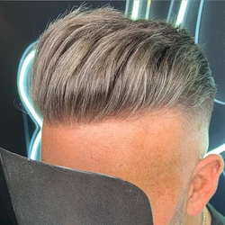 Super Durable Natural Hairline Men Toupee Thin Skin Pu Grey Black 1B80 1B65 Brown Human Hair Wigs Microskin Capillary Prosthesis