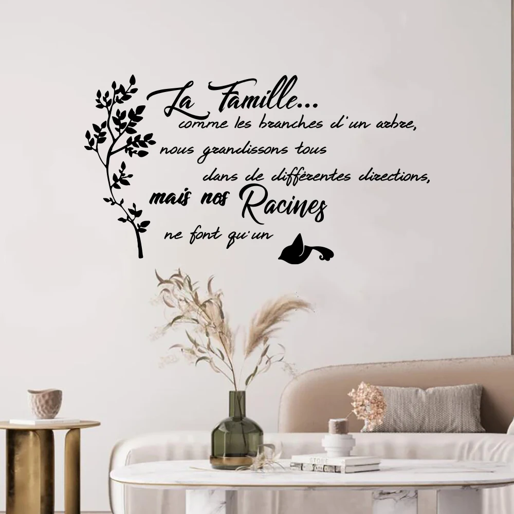 French Family Quote Tree Bird Wall Sticker Kitchen Bedroom La Famille Do Make It Wall Decal Living Room Home Decor