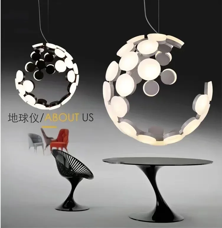 Italian designer pendant lamp  moon lamp white Black Color suspension lamp Bedroom Dining room Kitchen island chandelier