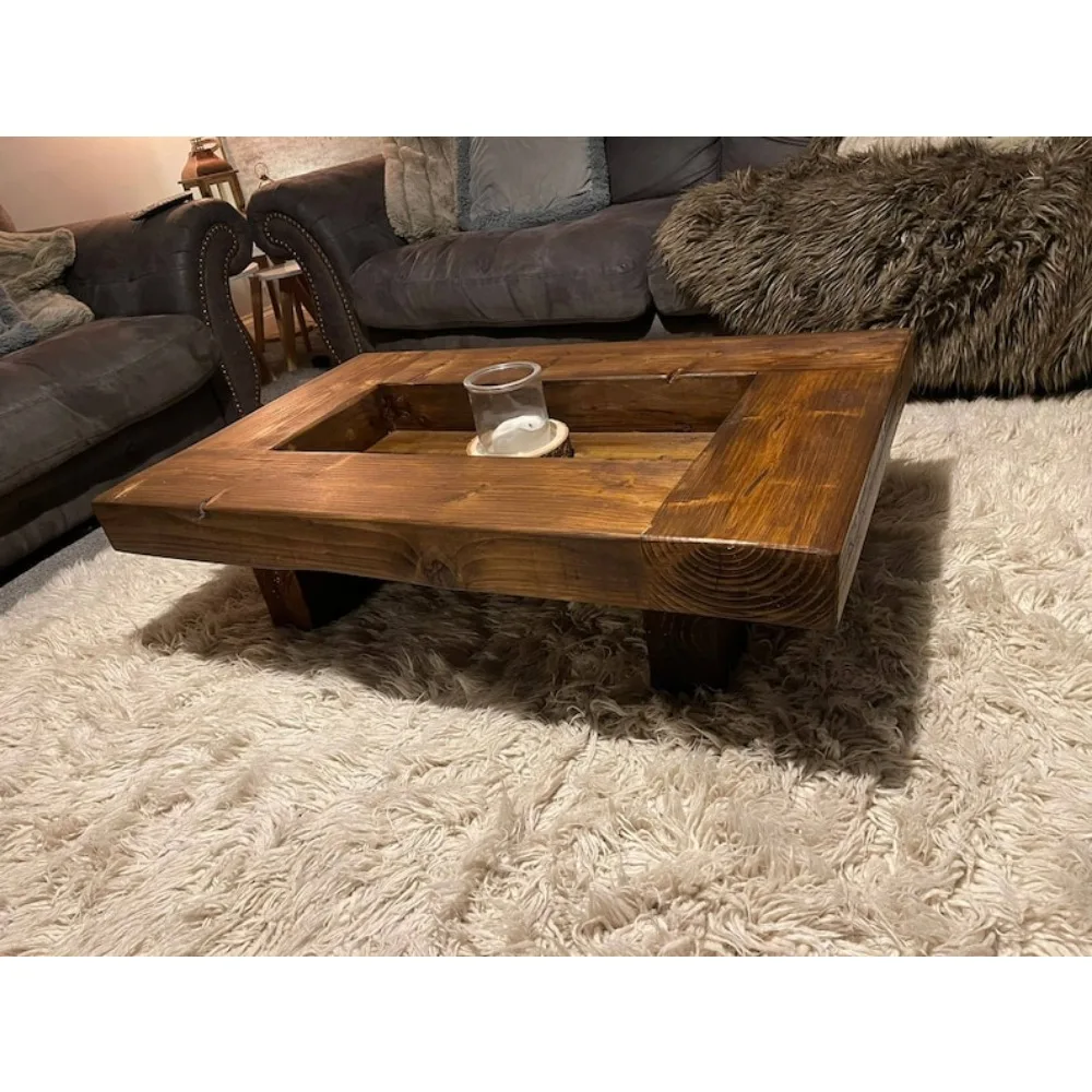 XMSJ Rustic handmade solid wood sleeper coffee table Xtra Large Xtra wide version