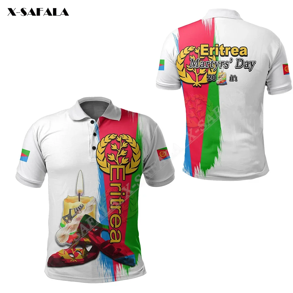 Eritrea Martyrs Day Memory Flag 3D Print Men Elasticity Thin Polo Shirt Collar Short Sleeve Street Wear Casual Tee Top Shirt