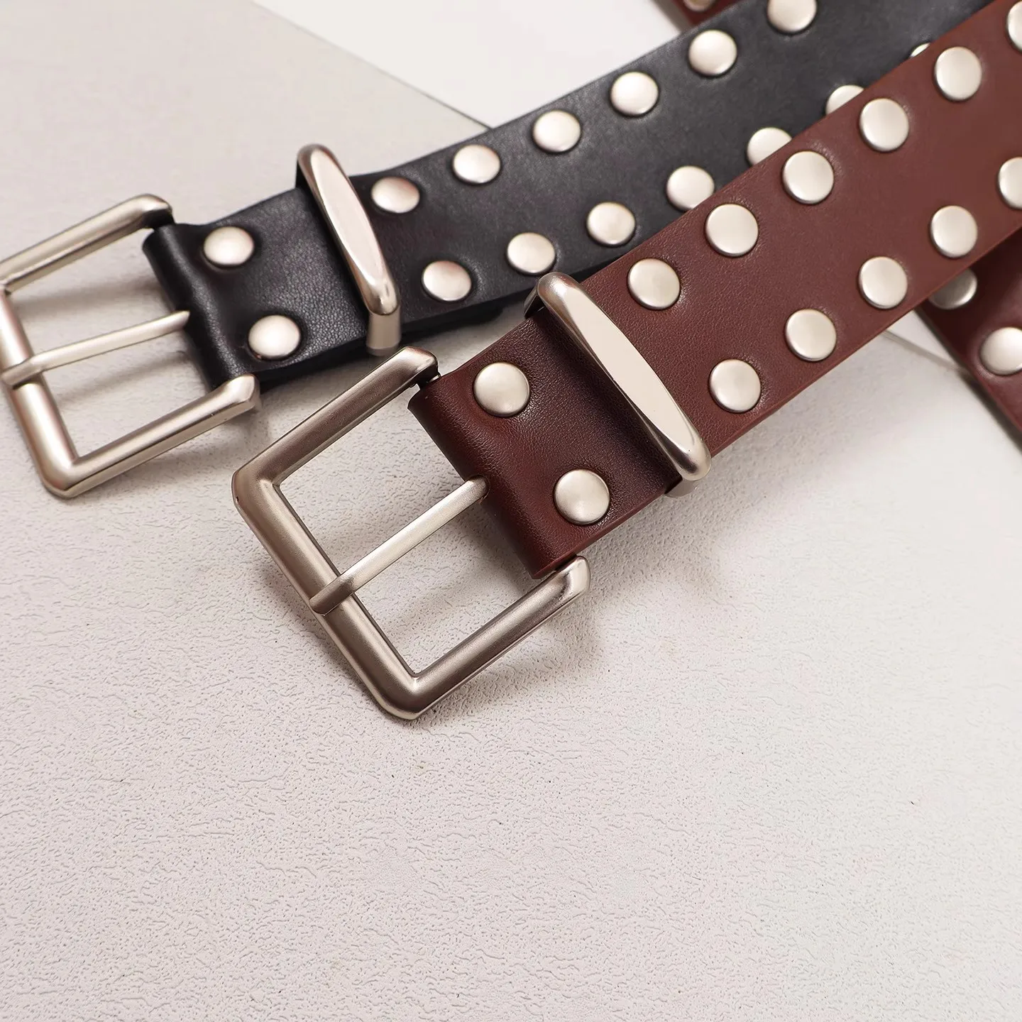 เข็มขัดหนัง PU สไตล์วินเทจสำหรับผู้หญิง ประดับหมุด ตกแต่งชุดเดรส คอร์เซ็ท คาดเอว รุ่น R3129