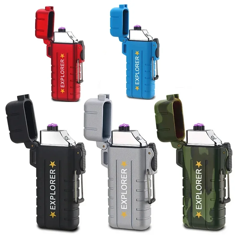 

Outdoor Waterproof and Windproof USB Lighter Charging Dual Arc Plasma Pulse Flameless Barbecue Cigar Camping Lighter Gift