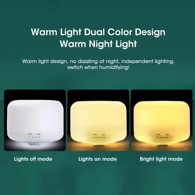 Mini umidificatore da 500 ml Diffusore di aromi di venature del legno USB, umidificatore d'aria con luci notturne colorate, macchina per diffusore di oli essenziali