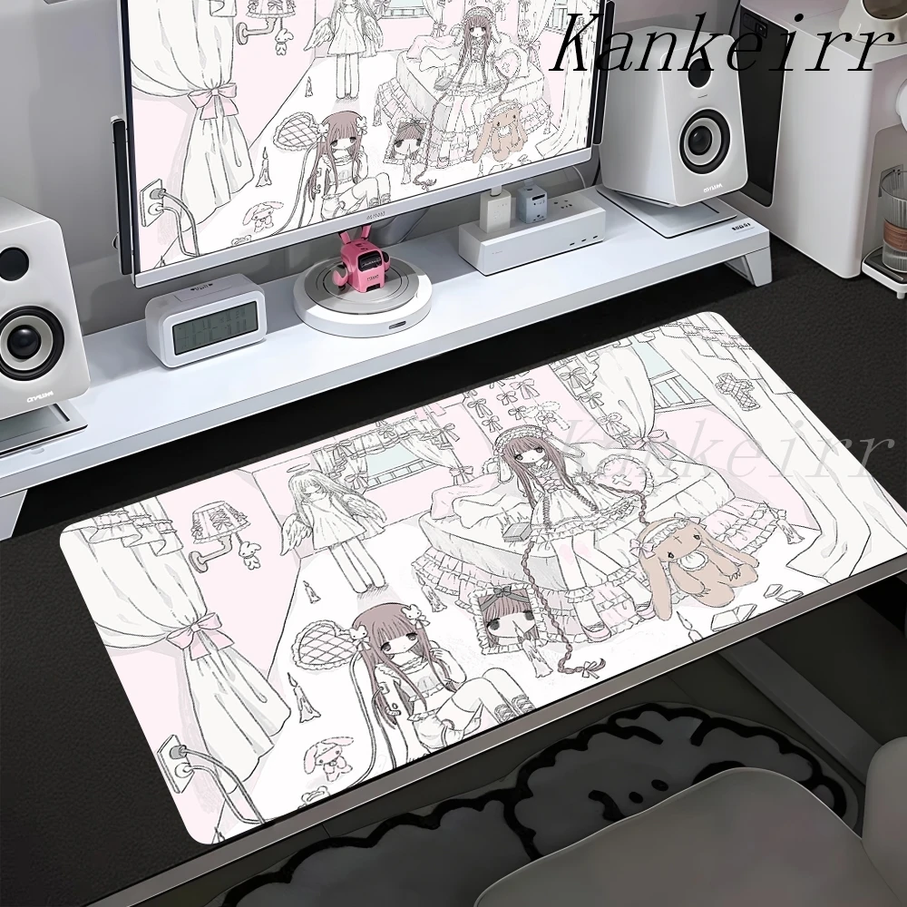 

Милый коврик для мыши с ангелочками, увеличенный игровой коврик для ноутбука, настольный коврик для ПК, кавайный аниме-коврик для геймеров, коврик для мыши XXL, коврик для клавиатуры, розовый коврик-ковер