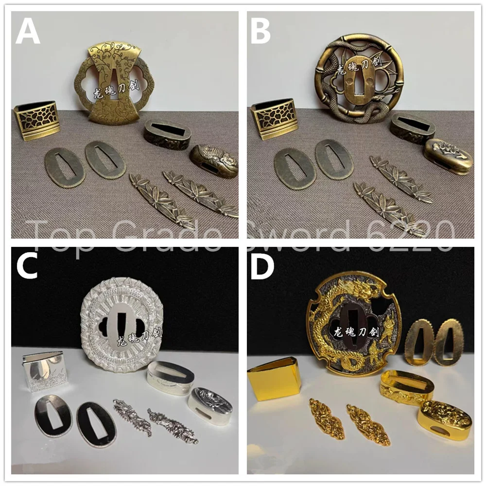 

A Set Very Good Alloy Tsuba Handguard Fuchi Kashira Menuki Habaki Seppa For Japanese Real Japan Samurai Katana Sword Fittings