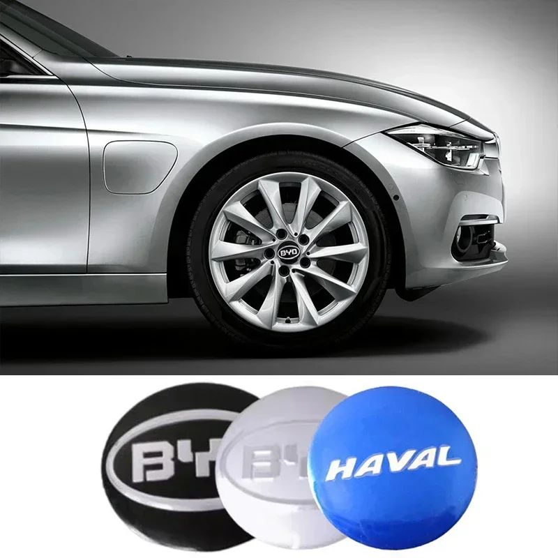 4pcs 56mm Alloy Car Wheel Hub Center Stickers for BYD Haval Great Wall Zhonghua Geely Accessories