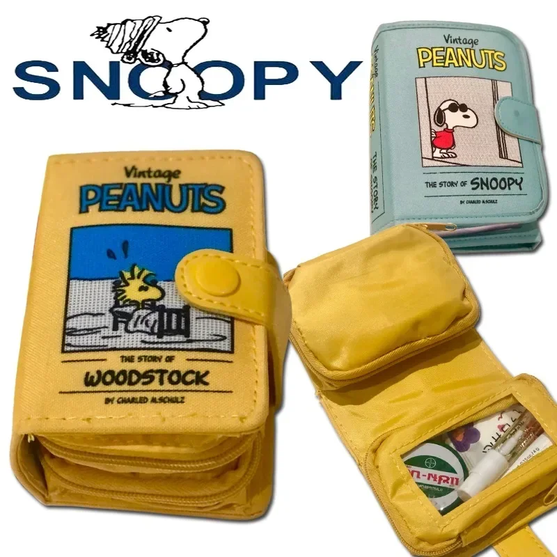 Bolsa de almacenamiento de Snoopy para mujer, Mini bolsa de viaje de dibujos animados, almacenamiento de cosméticos, tampón de período fisiológico,