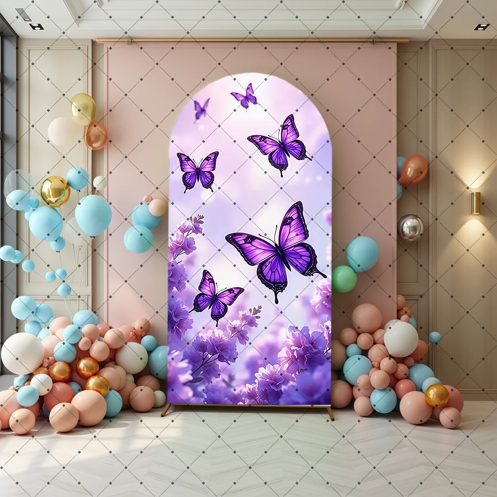 Purple Dress Sweet Princess Birthday Party Background Arched Photography Cover Room Decoration Background Photography Studio