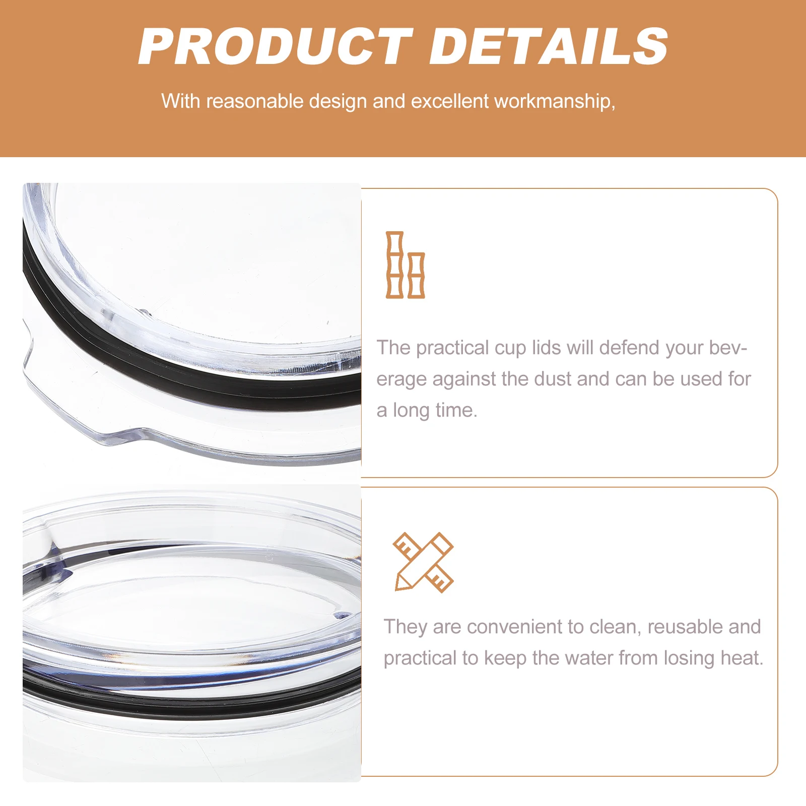 

4 Pcs Liquid Cup Lid Replacement Tumbler Covers Stainless Spill Proof Travel Coffee Thermal Insulated Reusable