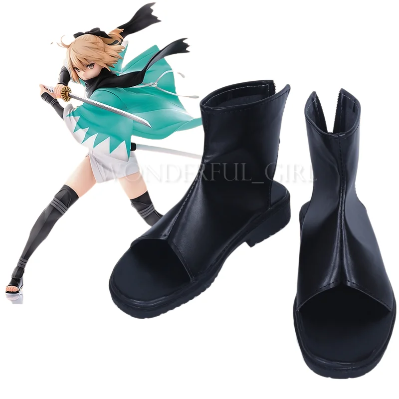 Saber Okita Souji Cosplay Sapatos para Adultos, Halloween, Carnaval, Novo Destino, Grande Ordem, Unisex, Tamanho 35-47