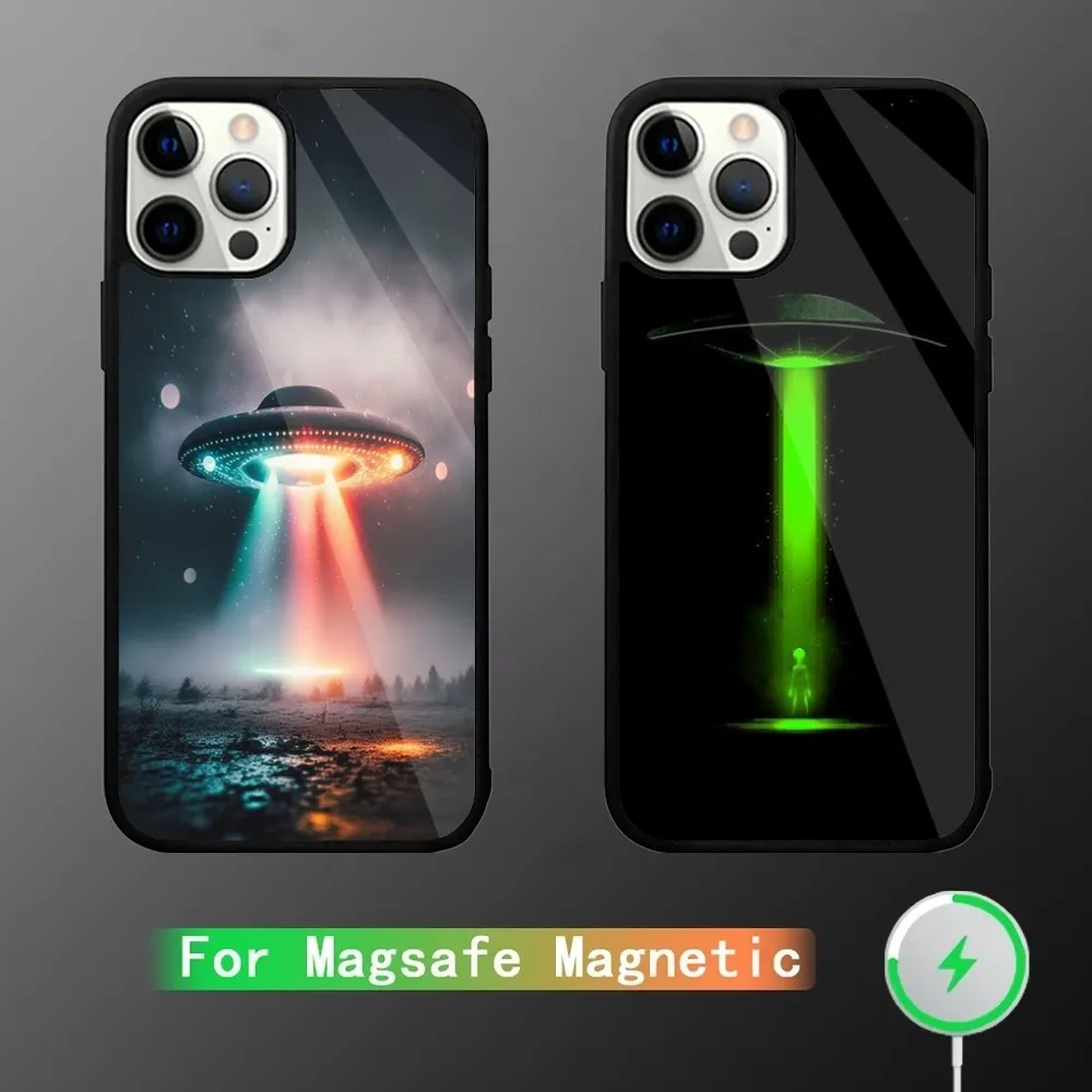 Alien Martian UFO  Phone Case For iPhone 15,14,13,12,11,Plus,Pro,Max Mini Magsafe Magnetic Wireless Charging