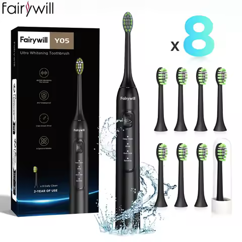 Fairywill Electric Sonic Toothbrush FW-Y05 USB Charge Rechargeable Adult Waterproof Electronic Tooth Brushes Replacement Heads