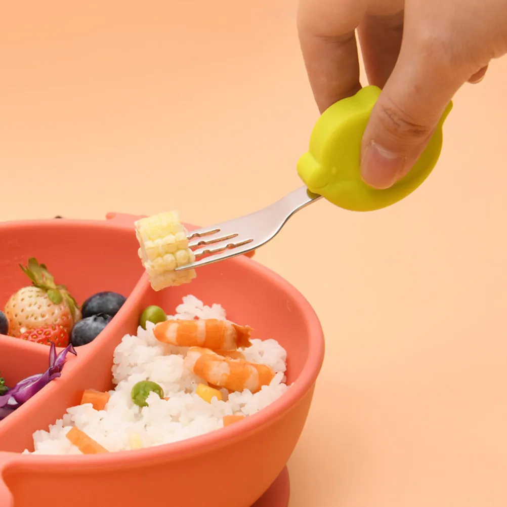 

1Set Baby Tableware Set Ergonomic Training Spoon Fork for Toddlers Learning -Feeding Stainless Steel Flatware Kids