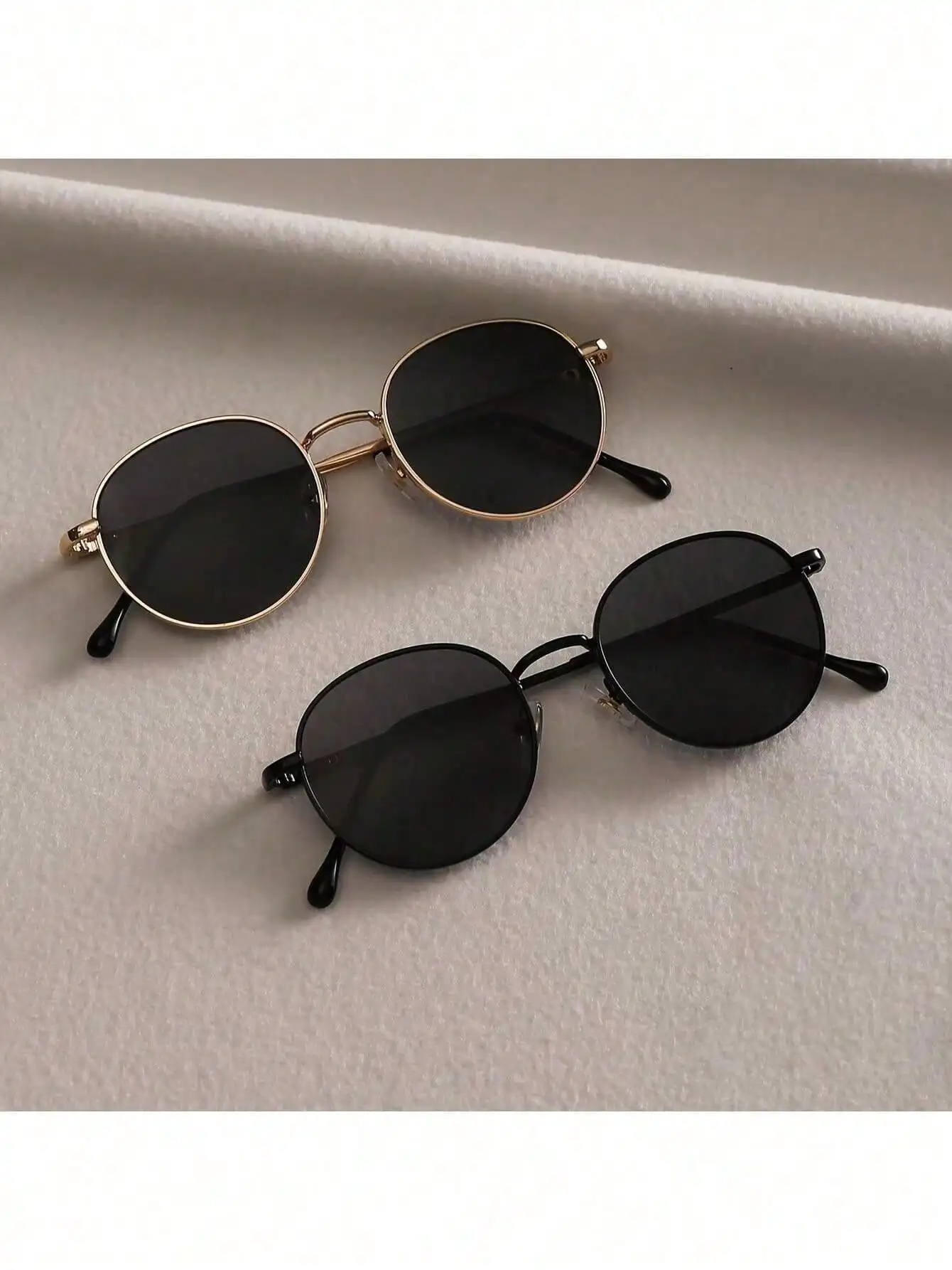 

2pcs Fashion Women's Glasses Round Metal Frame European And American Style Women's Glasses L2QJ