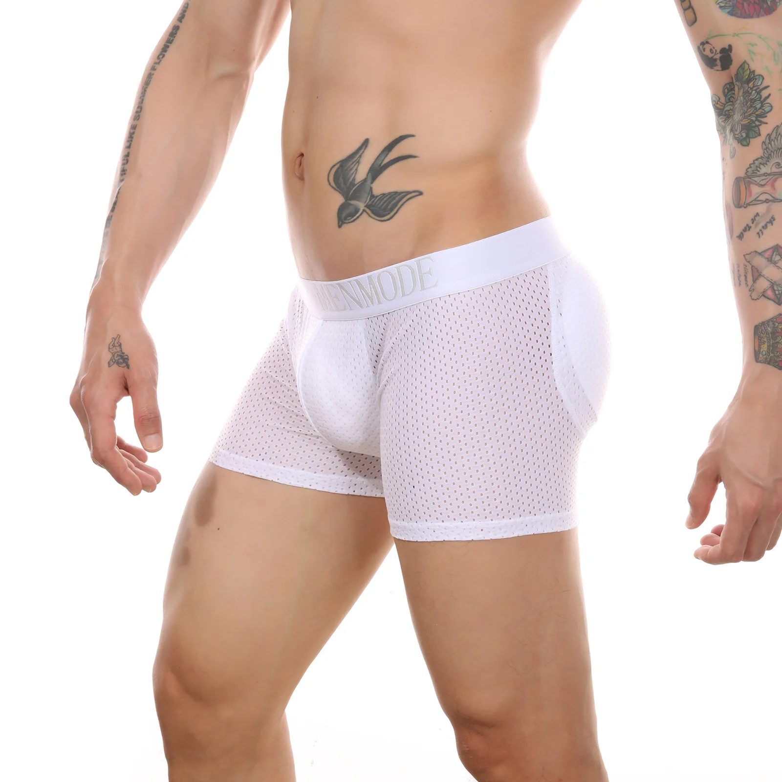 Sexy Men Padded Underwear Man Boxers Shorts Mesh Buttocks Lifter Enlarge Butt Push Up Pad Underpants Penis Pouch Panties