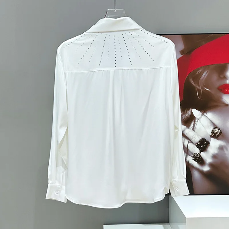 PFHQ قميص رجالي بأكمام طويلة تصميم وسادة الكتف عادية 2025 الربيع بدوره إلى أسفل طوق الفاخرة الذكور بلايز 21E5189