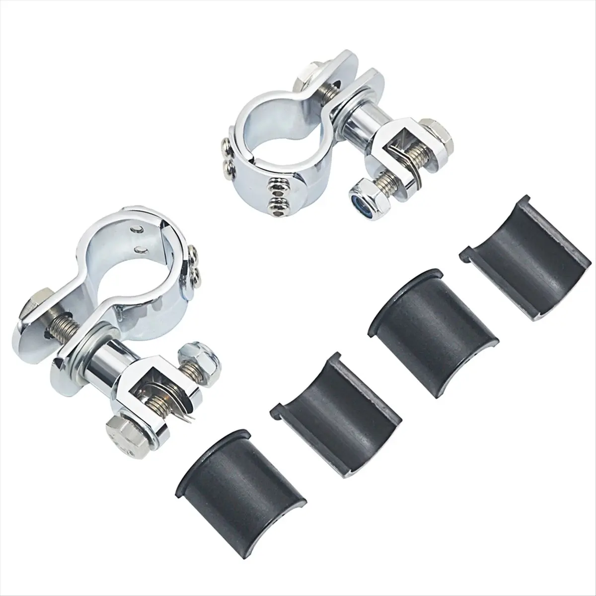 【ELEVATE LIFE】Motorcycle Footrest 1-1/4 Inch Bar Mount Highway Clamp Foot Pegs for Road Silver