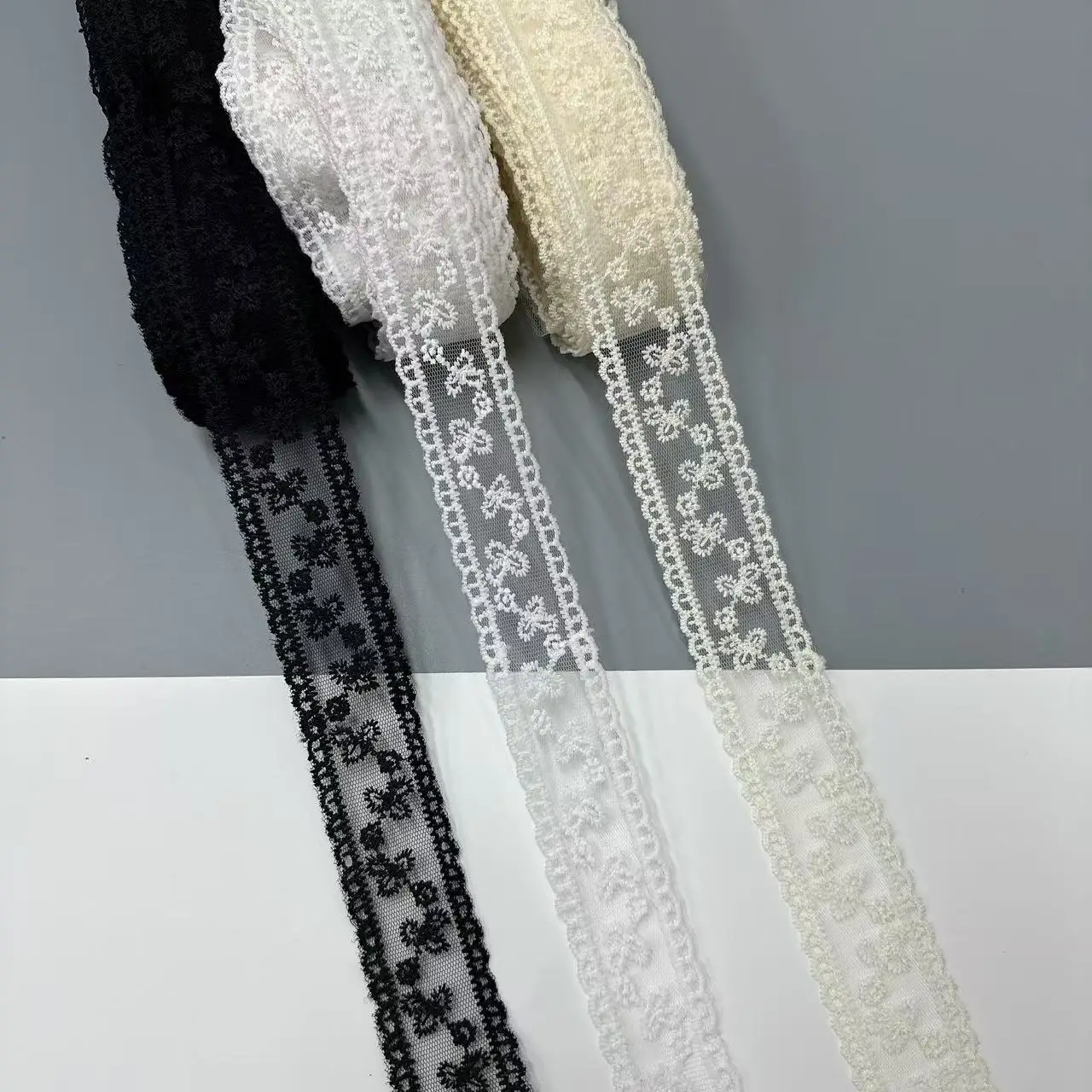 1 Yard Double Side Lace Tulle Trim Ribbon Streamer Bow DIY Headwear Hair Tie Craft Supplies