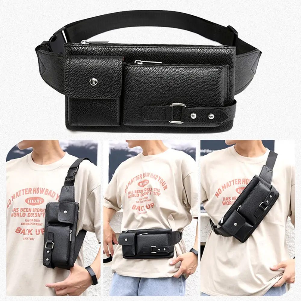 Travel Outdoor sports Large capacity Chest Packs Fanny Pack Leather Waist Bag Mobile Phone bag