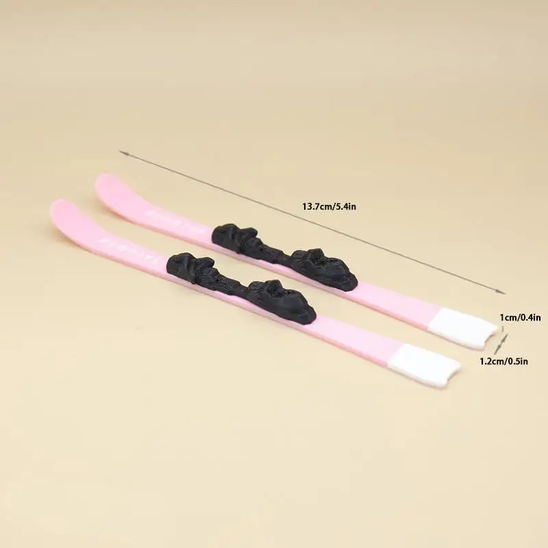 【M】1 Pair 1:12 Dollhouse Miniature Snow Skis Winter Scene Layout Ornament Mini Ski Board Model Pretend Play Toy Decoration view 6