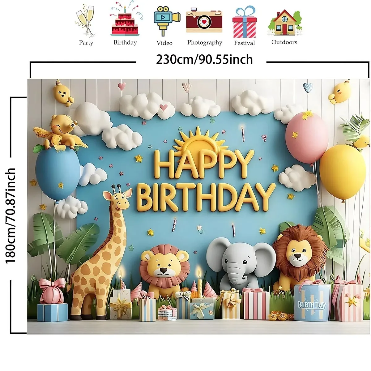 لافتة خلفية لحفلات أعياد الميلاد على شكل حيوان لطيف مثالية لدعائم كشك الصور وديكورات الذكرى السنوية وأعياد الميلاد وحفلات العطلات