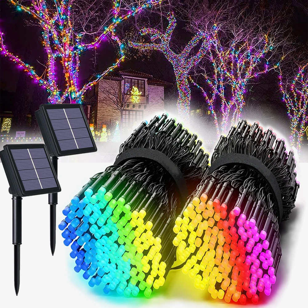 

Solar String Lights Outdoor Waterproof Solar Powered Lights with 8 Lighting Modes Decoration for Garden Xmas Wedding Party