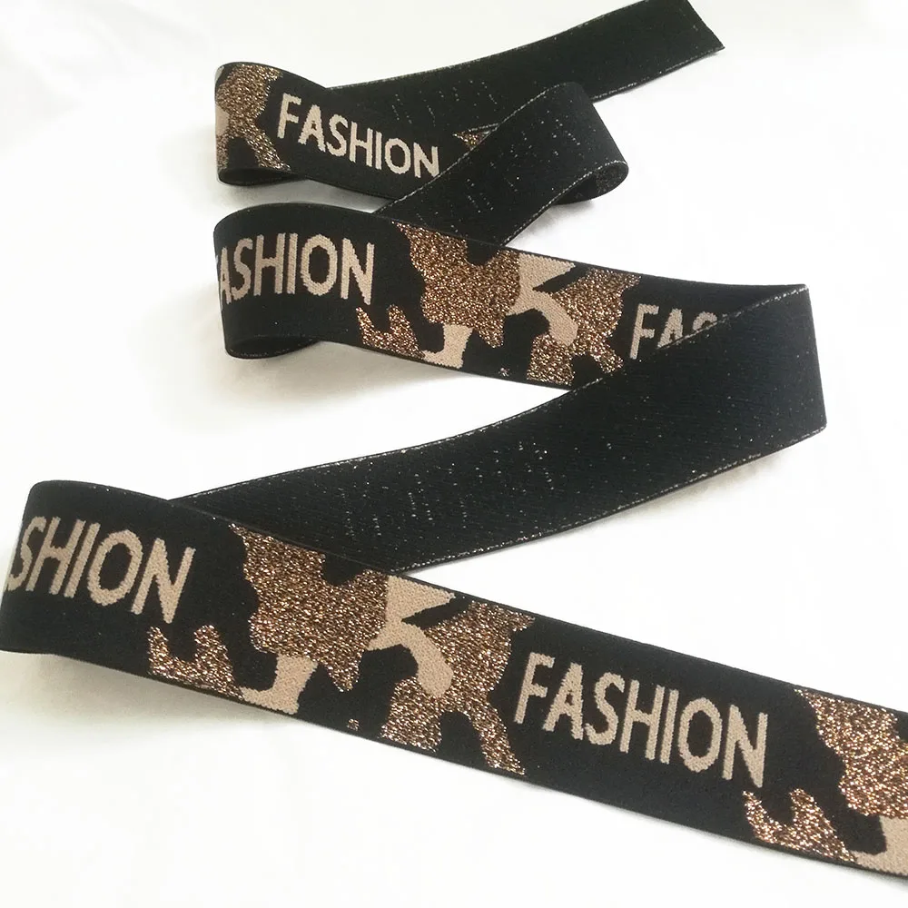 Fashion Camouflage Shiny Jacquard Elastic Band Clothing Bags Trousers Elastic Webbing 4CM DIY Sewing Accessories Rubber Webbing