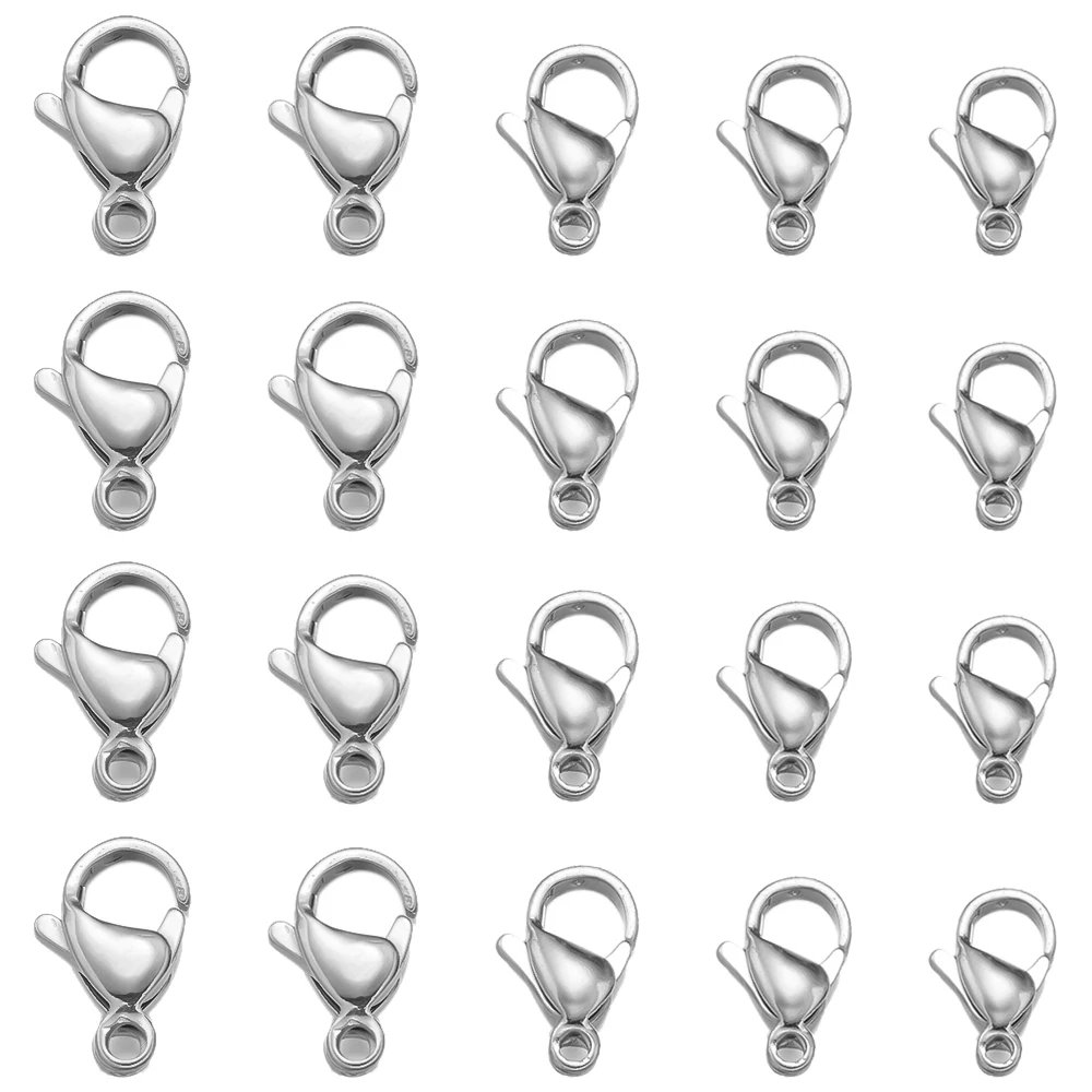 100pcs 9/10/11/12/13mm 스테인레스 스틸 랍스터 걸쇠 체인 클로 커넥터 팔찌 목걸이 DIY 쥬얼리 용품 만들기